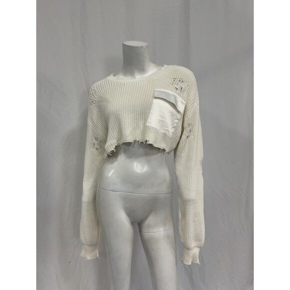 Ser.O.Ya Cropped White Cotton Devin Sweater Size S - Picture 2 of 5